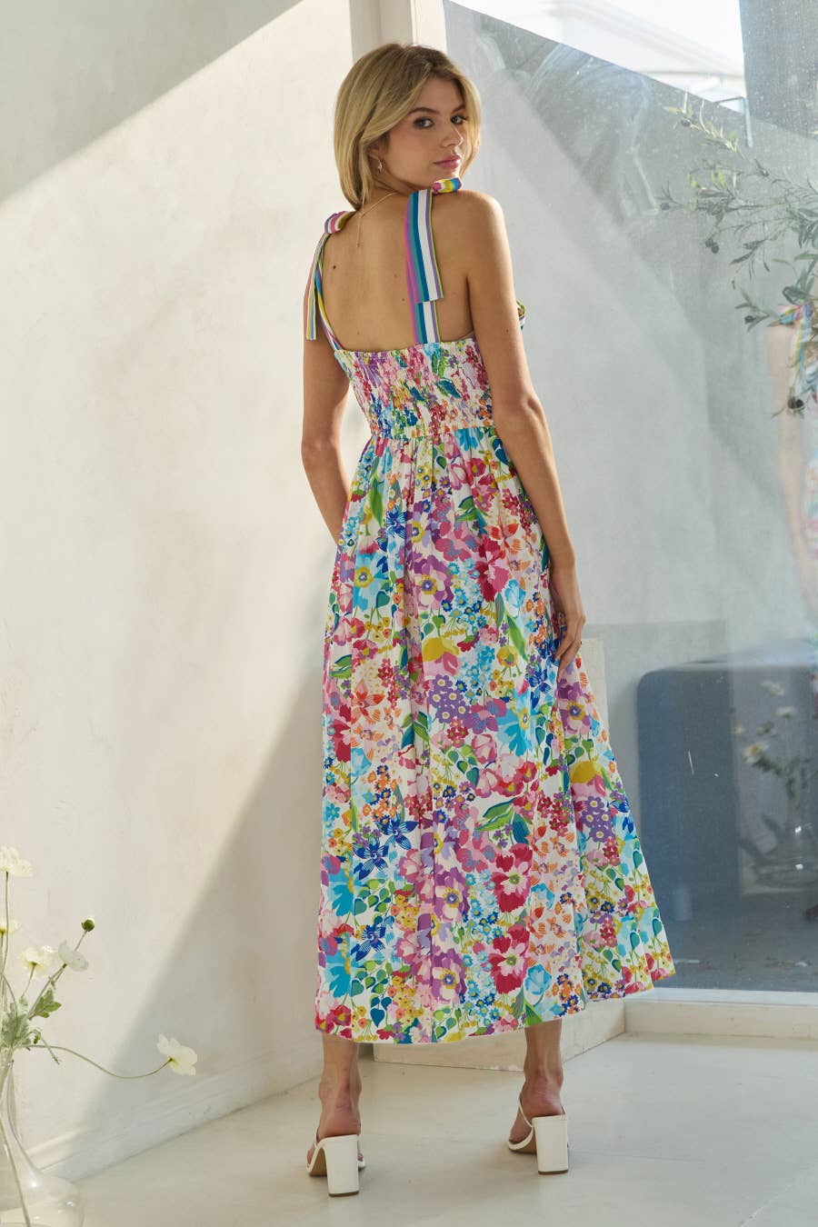 Plus Multicolor Floral Printed Midi Dress