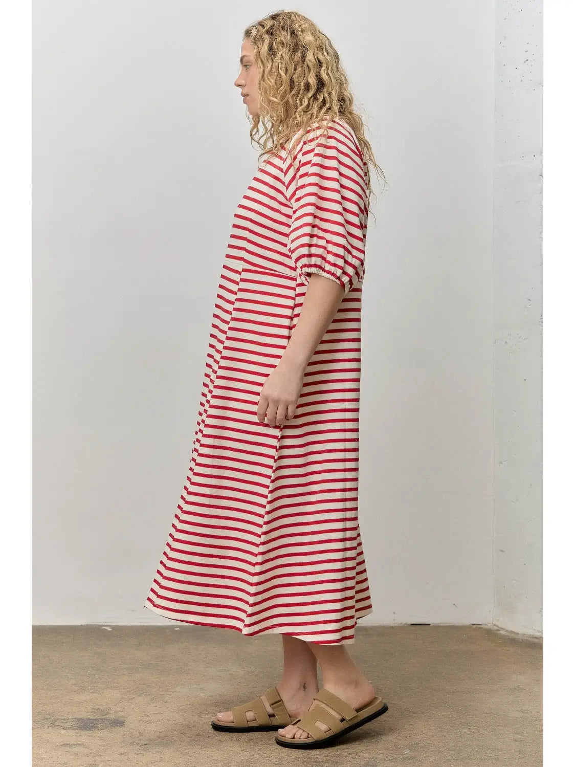 Fabric Frenzy: Striped Ribbed Midi Dress