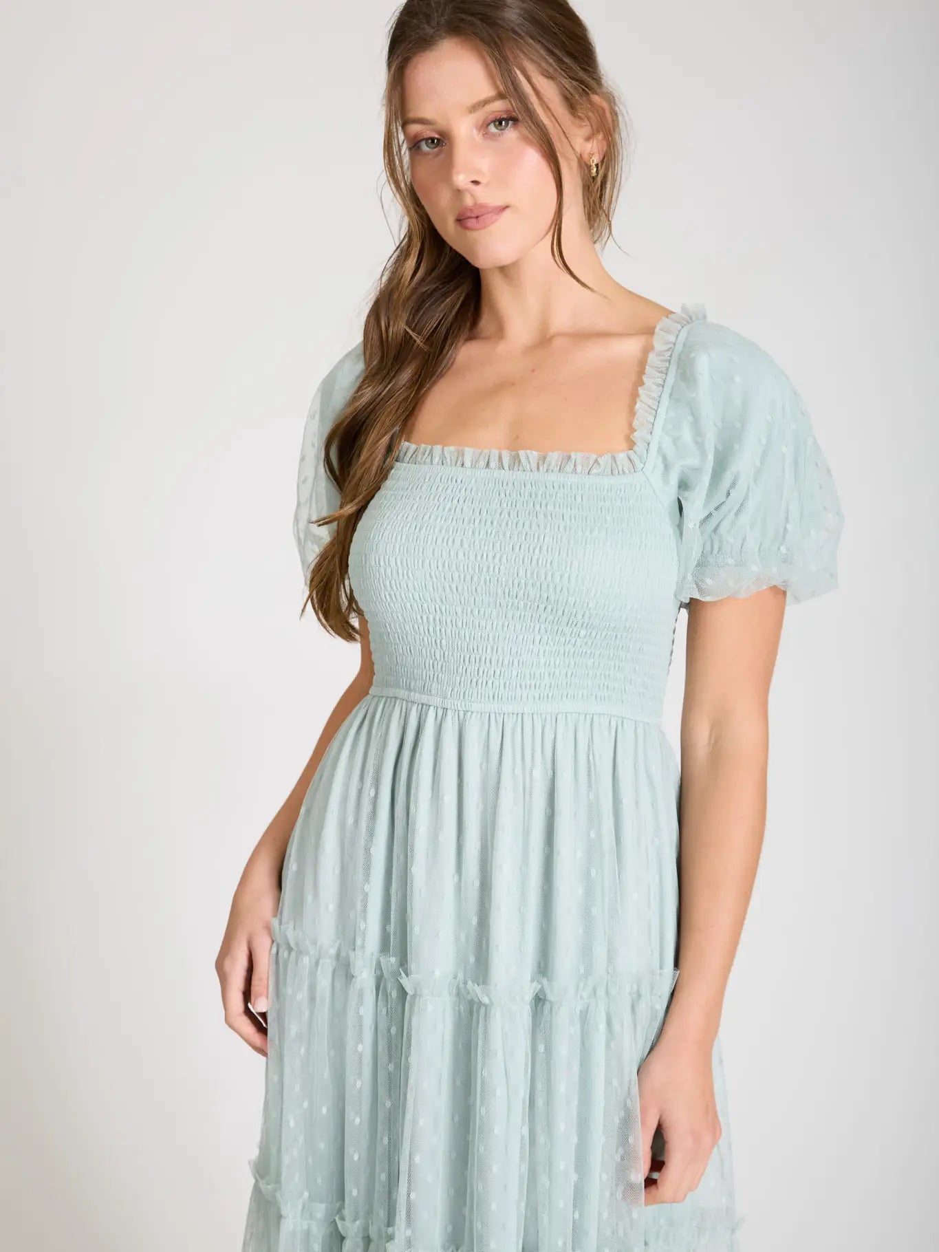 Sage Dream Tulle Maxi Dress