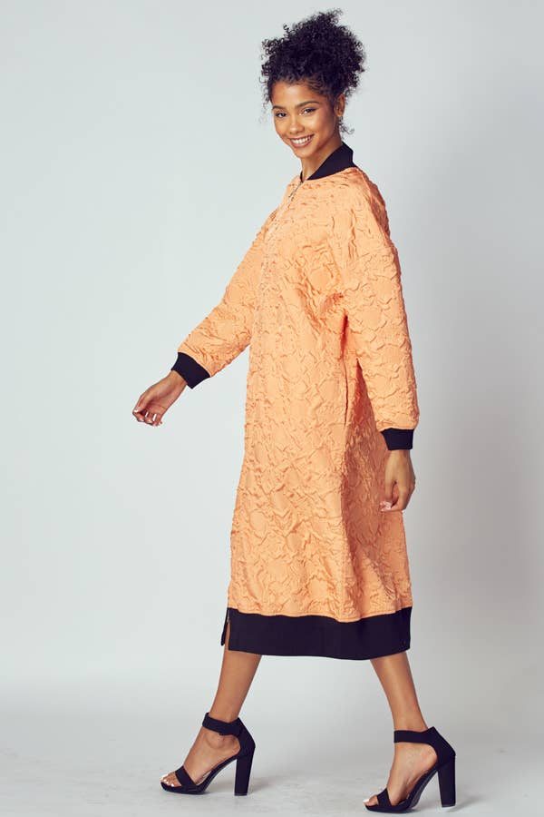 EMBOSSED JACKET WITH TWO WAY ZIPPER