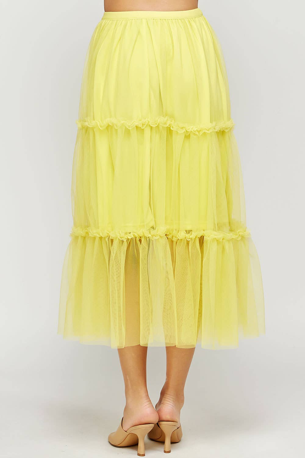 Tulle Midi Skirt With Mini Ruffles