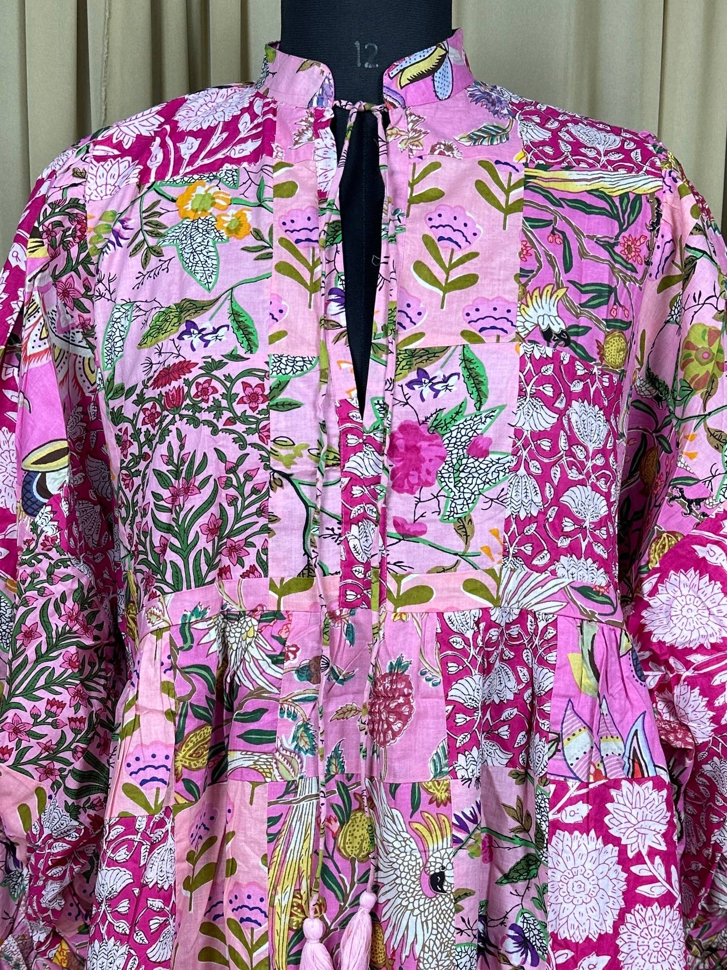 PINK SHADES - Hand Patchwork Cotton Dress OneSize