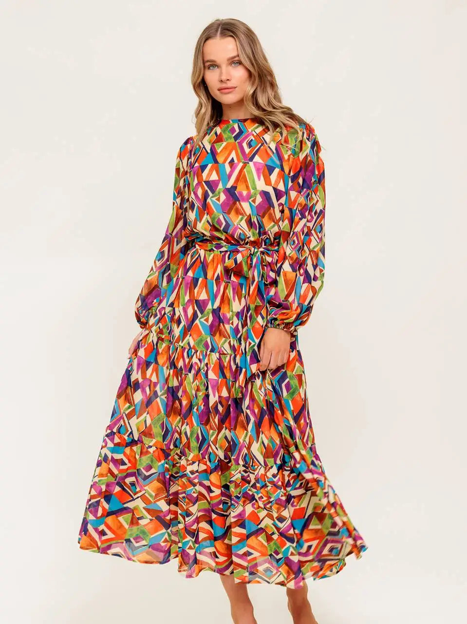 Prism Parade Tiered Midi Dress