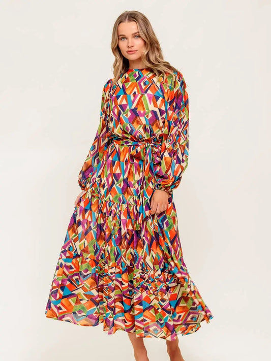 Prism Parade Tiered Midi Dress