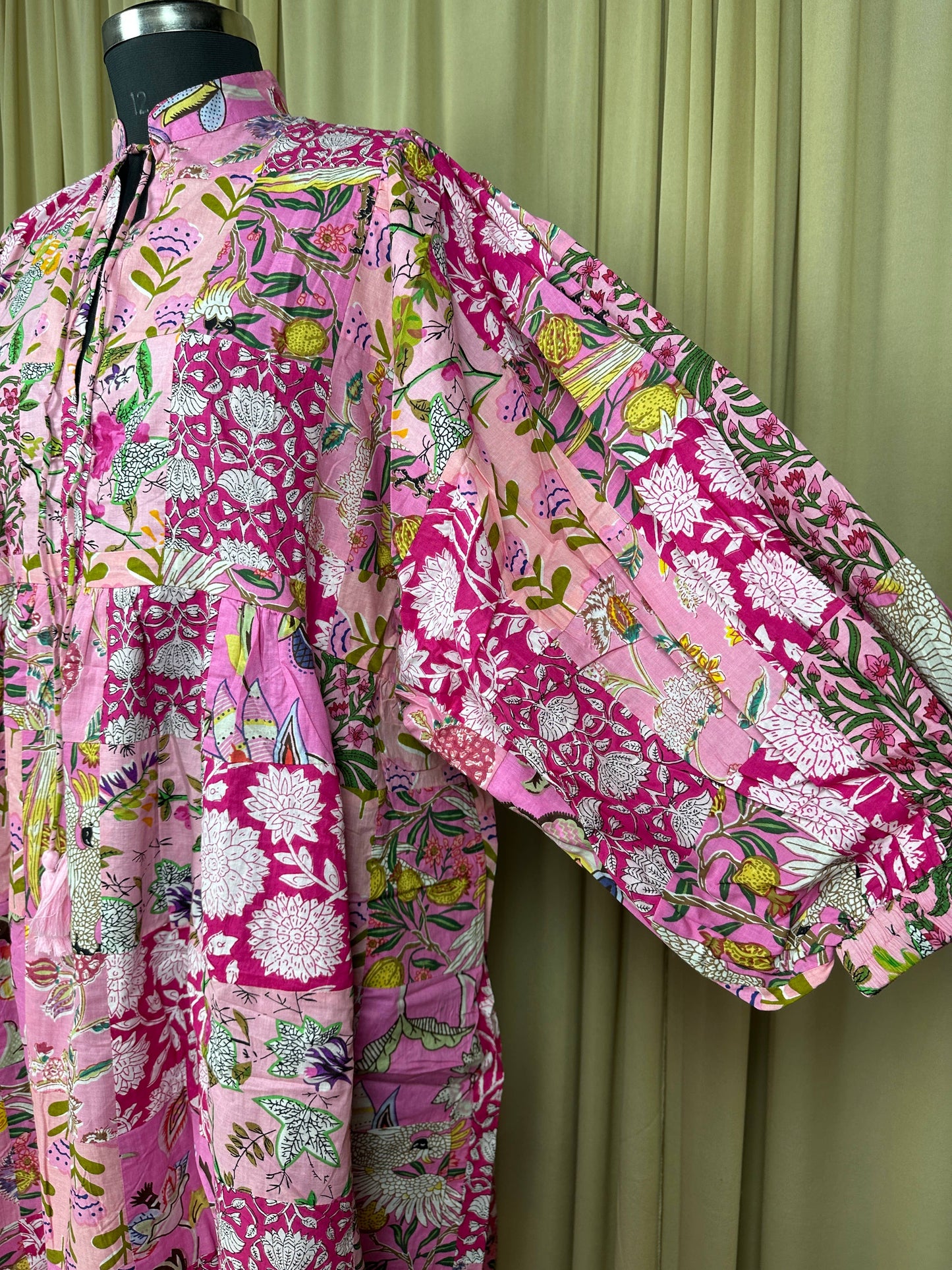 PINK SHADES - Hand Patchwork Cotton Dress OneSize