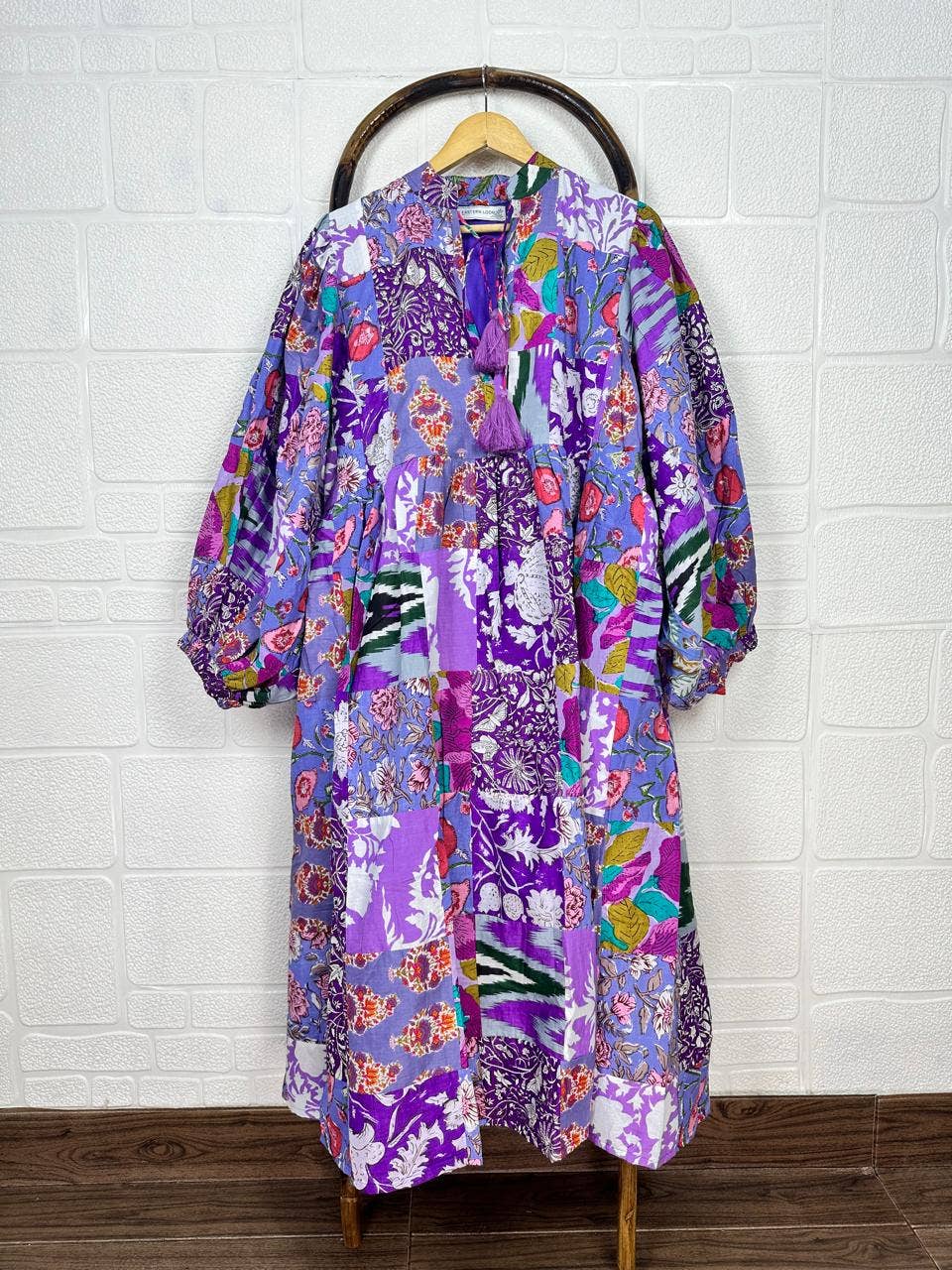 PURPLE  SHADES| Hand Patchwork Cotton Dress OneSize