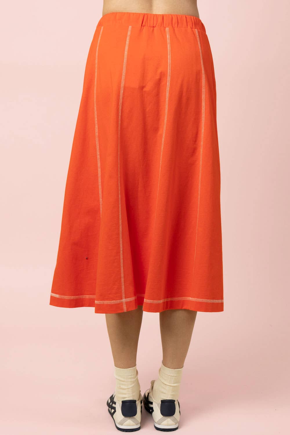 Stitch Detail Casual Knit Midi Skirt