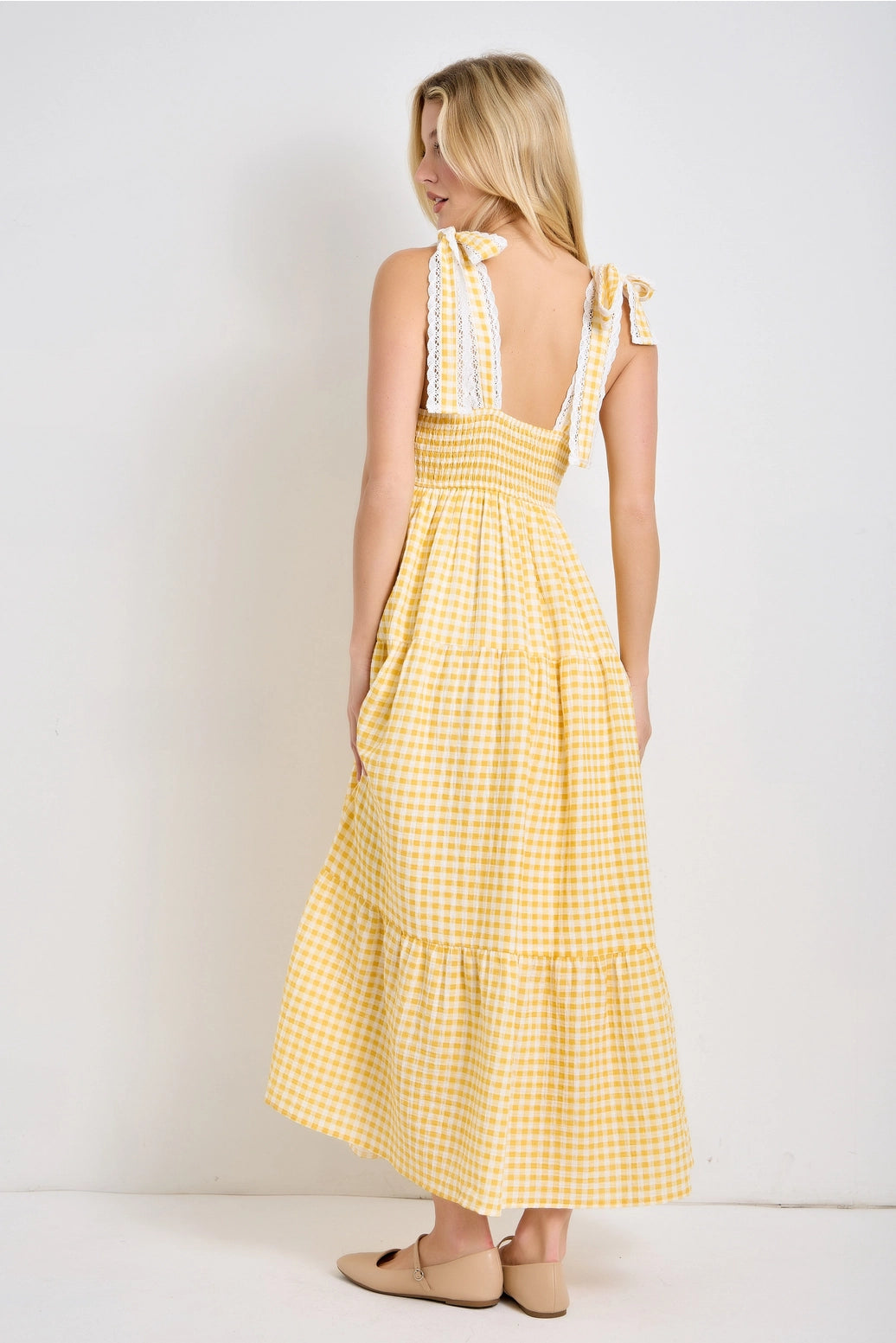 Landry's Gingham, Eyelet Trim Maxi