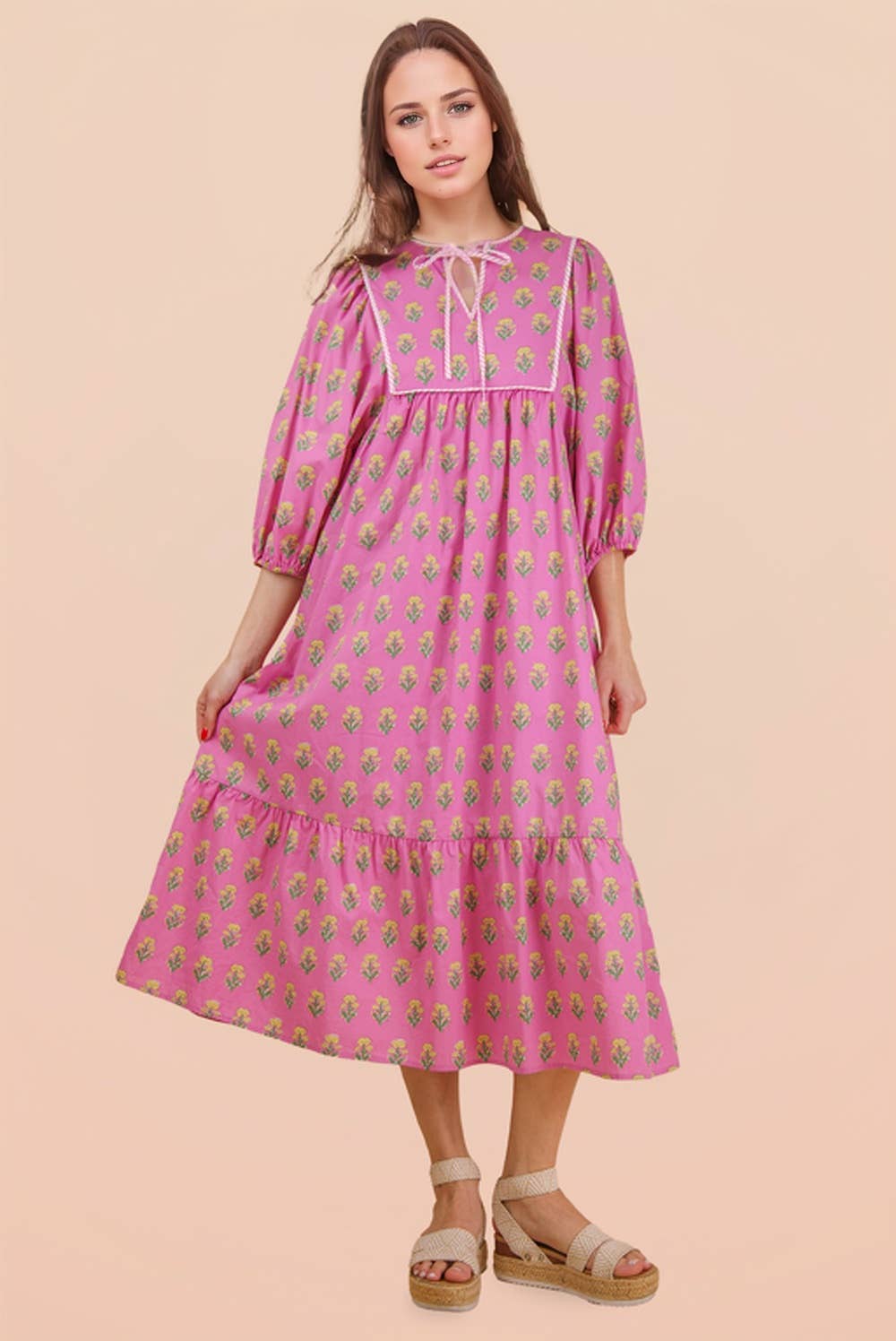 Printed Half Sleeve Midi Dress