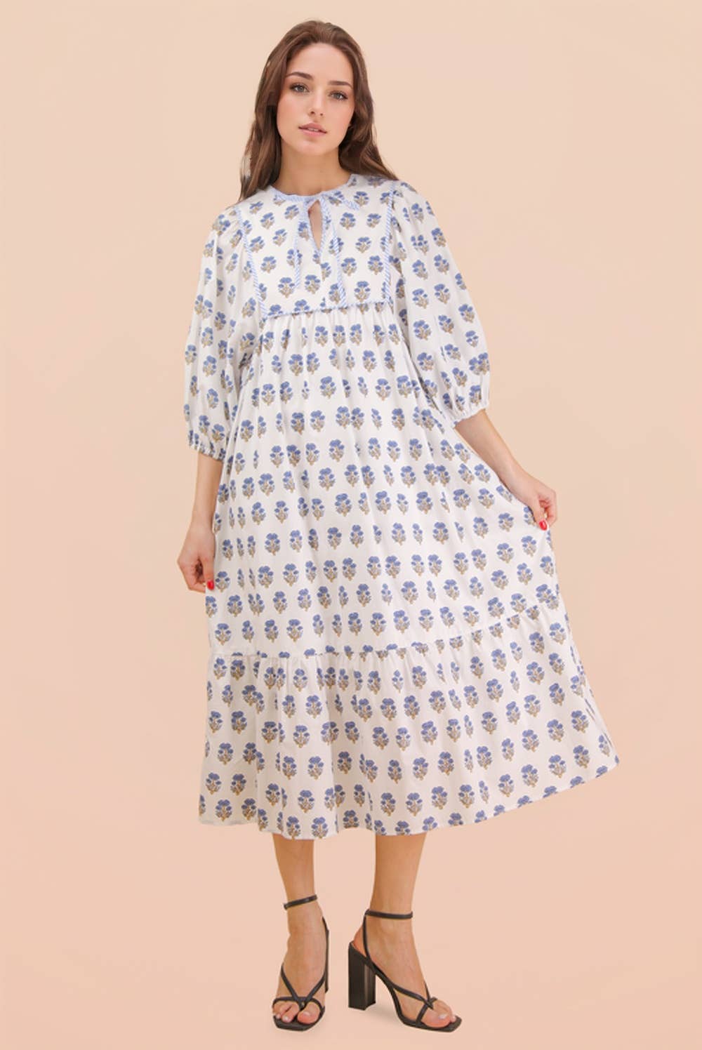 Printed Half Sleeve Midi Dress