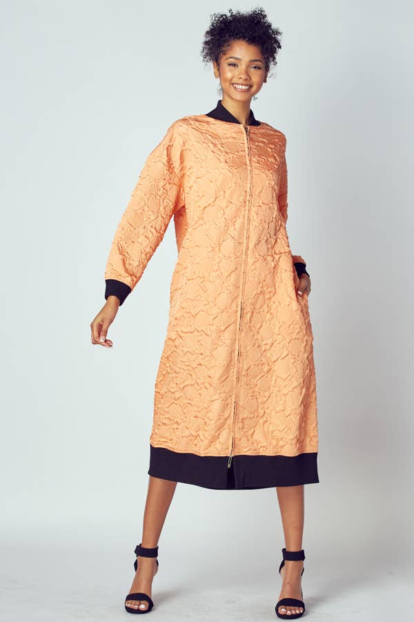 EMBOSSED JACKET WITH TWO WAY ZIPPER