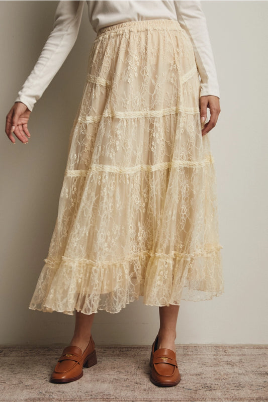 Ivory Whisper Lace Skirt