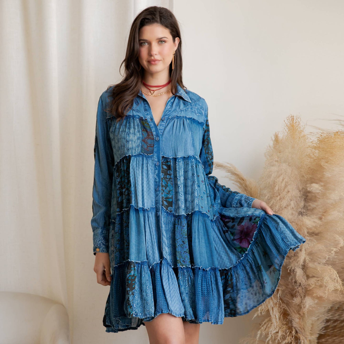 Artisan Embroidered Jhabla Shirt Dress PLUS