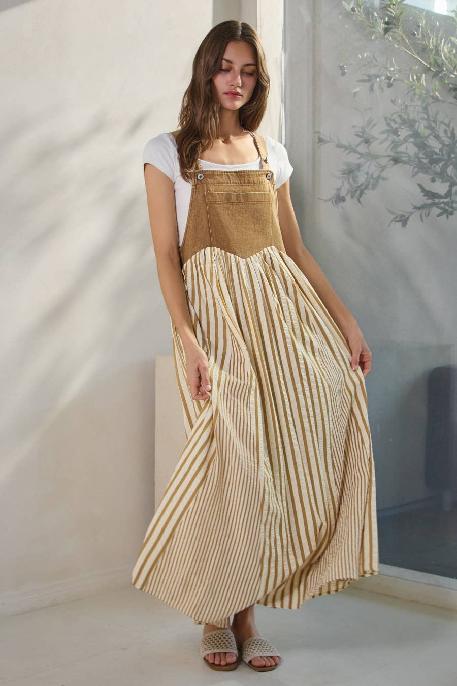 Plus Colored Denim Overall Dress