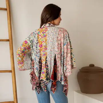 Floral Bohemian-Style Patchwork Kimono