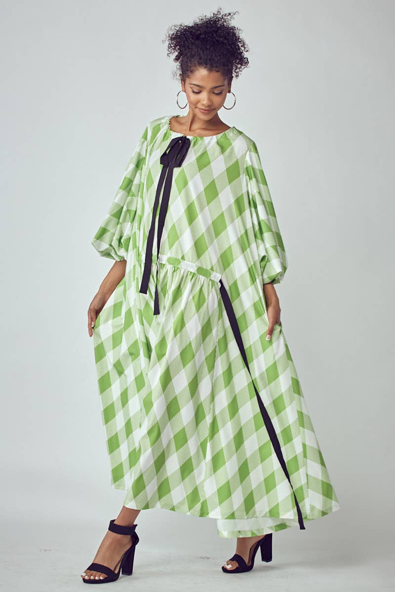 BALLOON SLEEVE DRESS WITH POCKETS