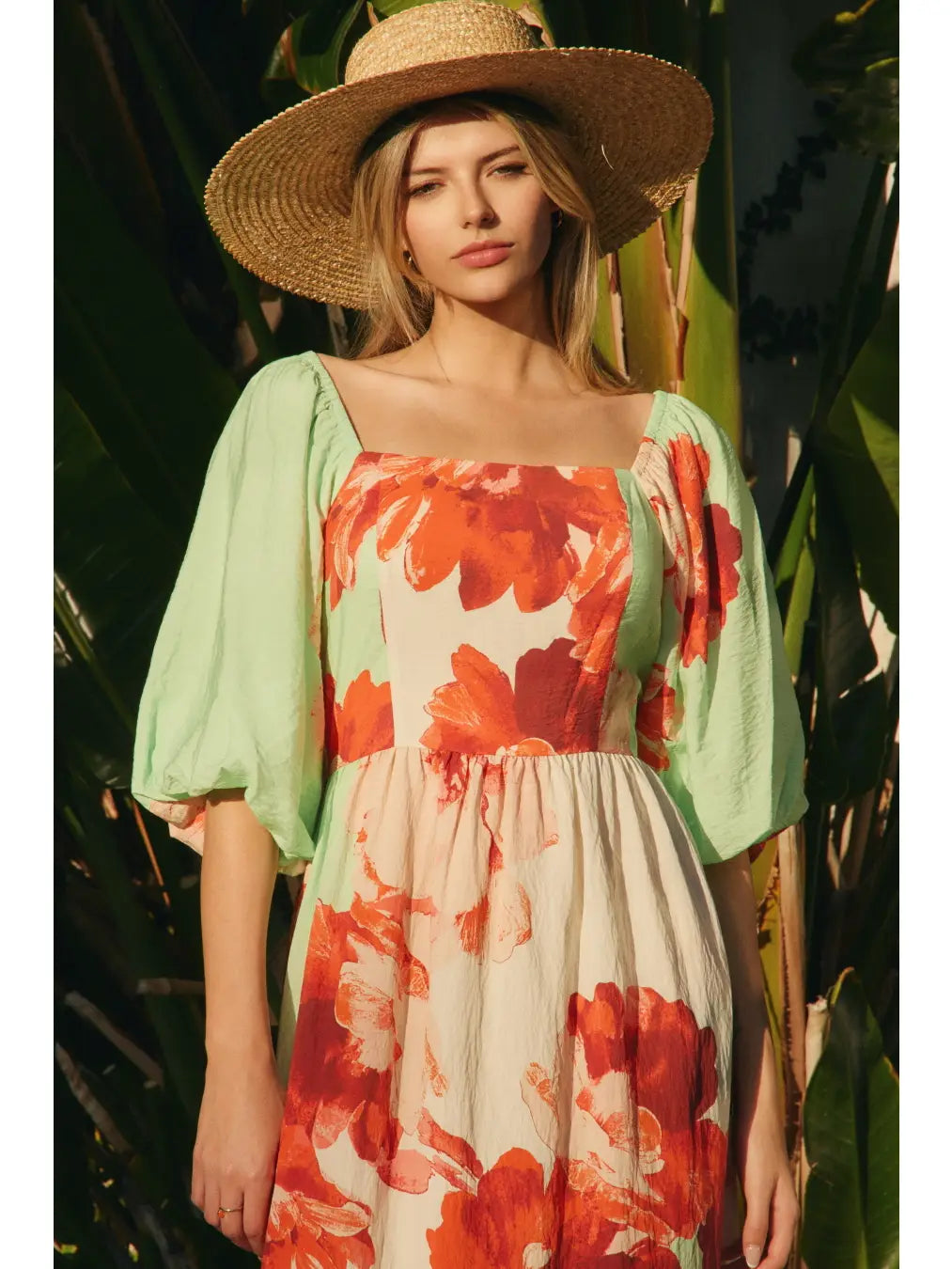 Pistachio Multi-colored Big Floral Printed Maxi Dress