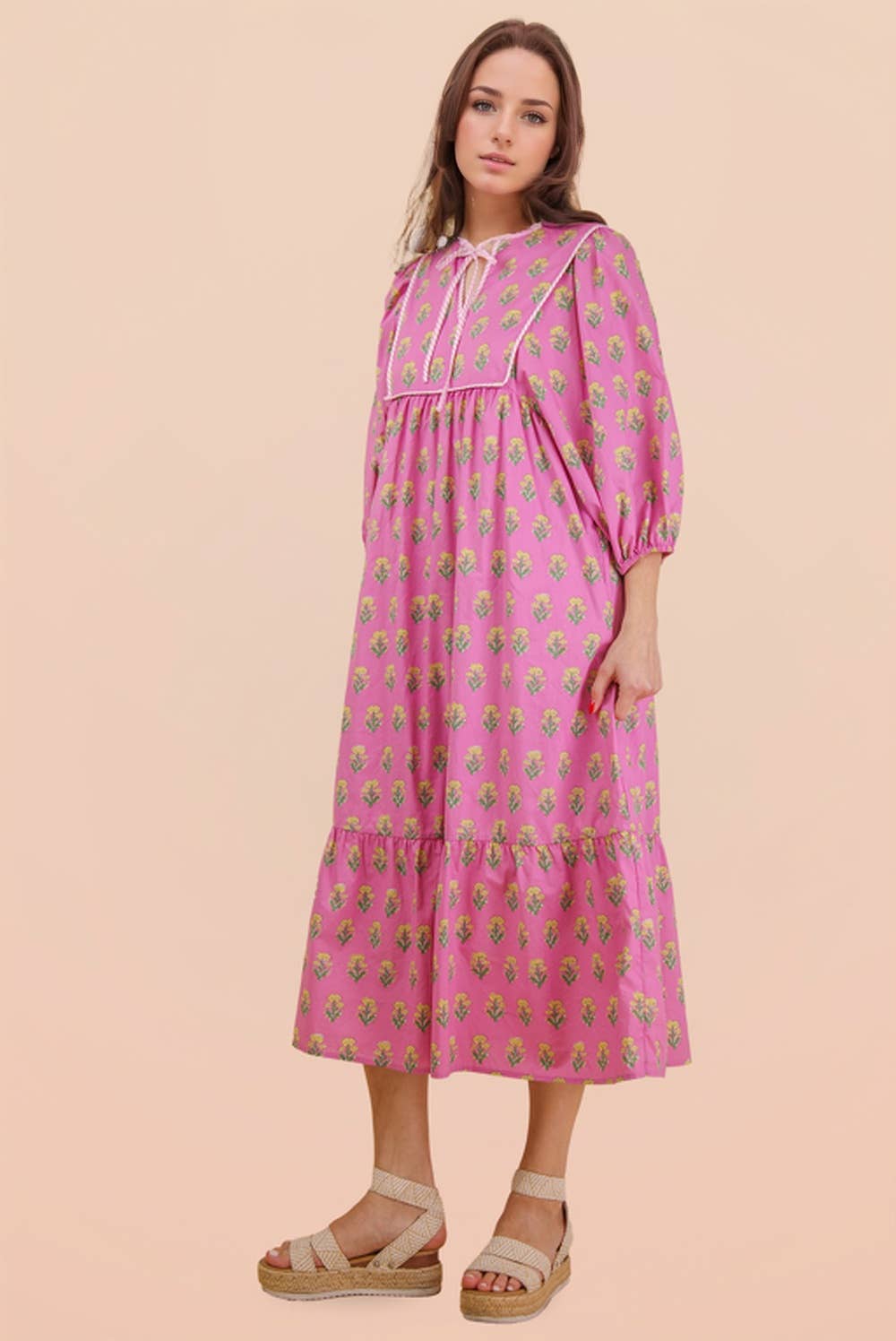 Printed Half Sleeve Midi Dress