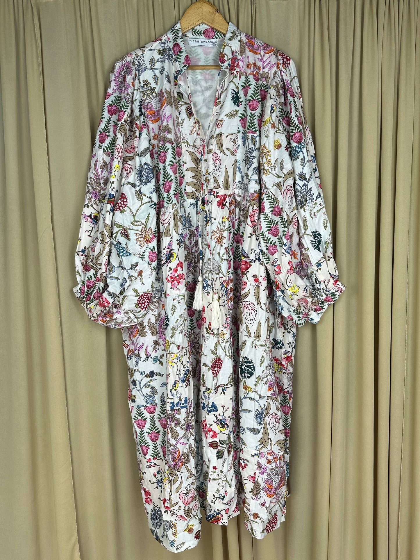 White SHADES - Hand Patchwork Cotton Dress OneSize