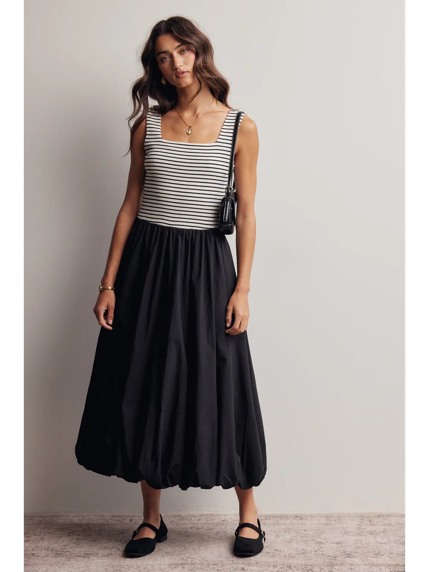 Dark of Night Striped Bubble Dress