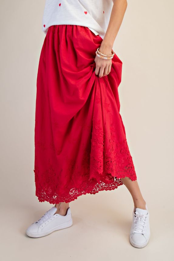 Lady n red skirt w/ lace bottom