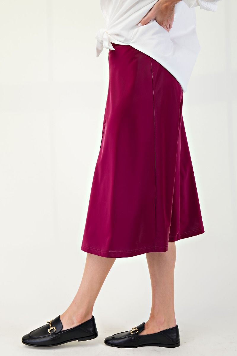 Magenta Chic Faux Leather Skirt