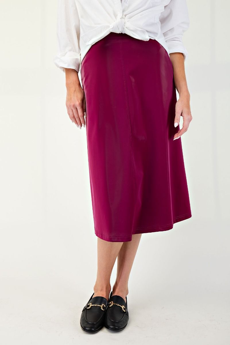 Magenta Chic Faux Leather Skirt
