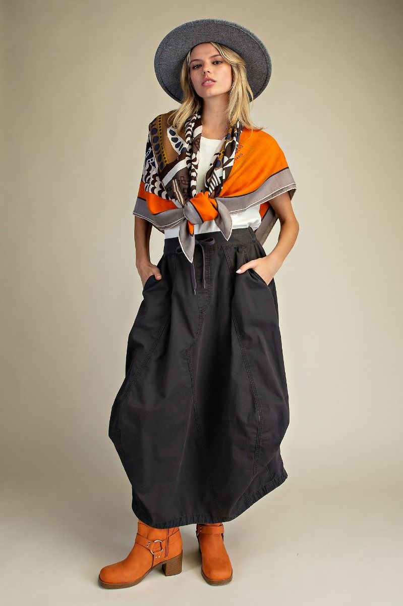 PARACHUTE CARGO-MAXI SKIRT> BLACK
