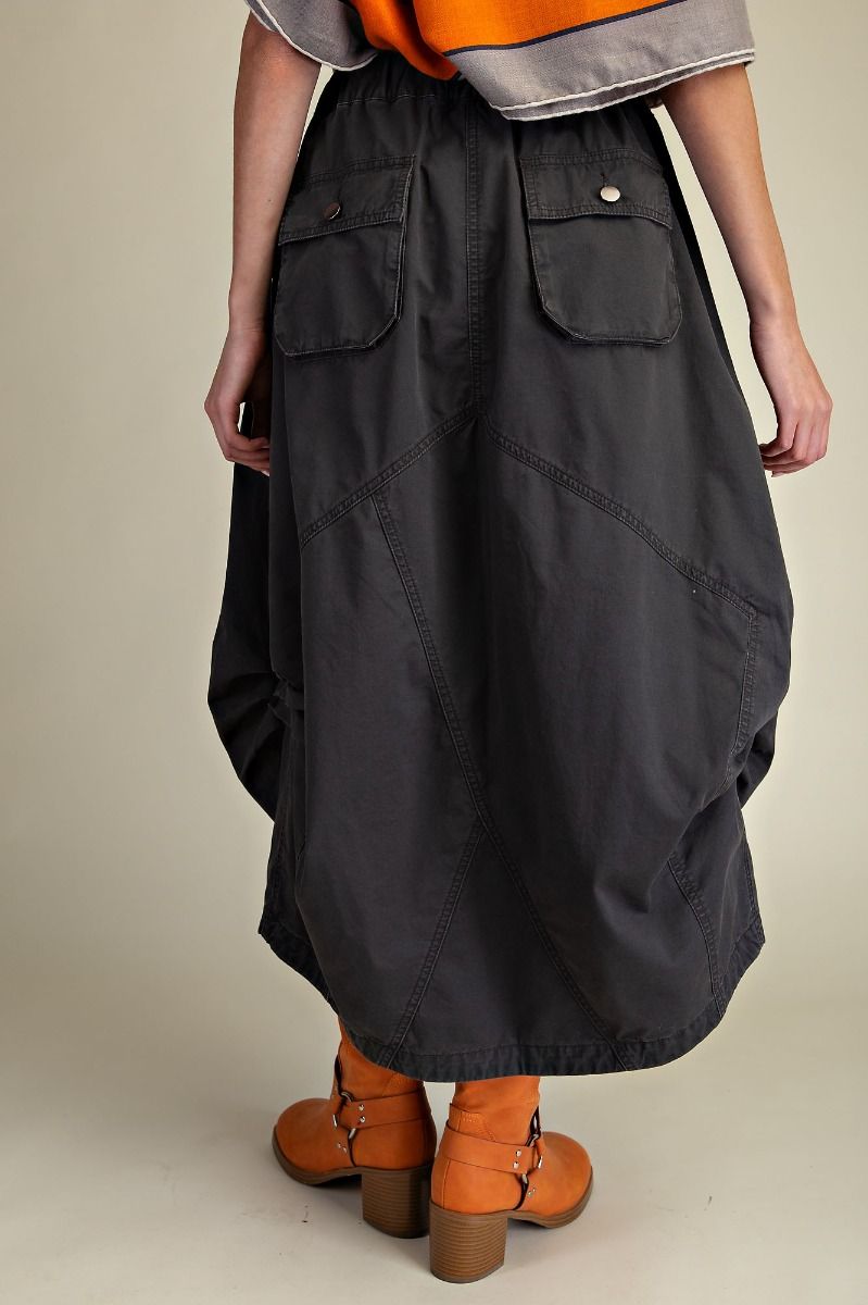 PARACHUTE CARGO-MAXI SKIRT> BLACK