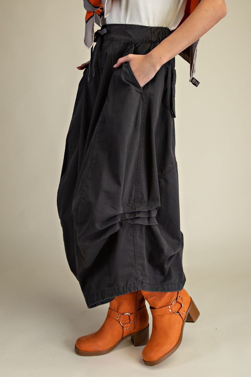PARACHUTE CARGO-MAXI SKIRT> BLACK