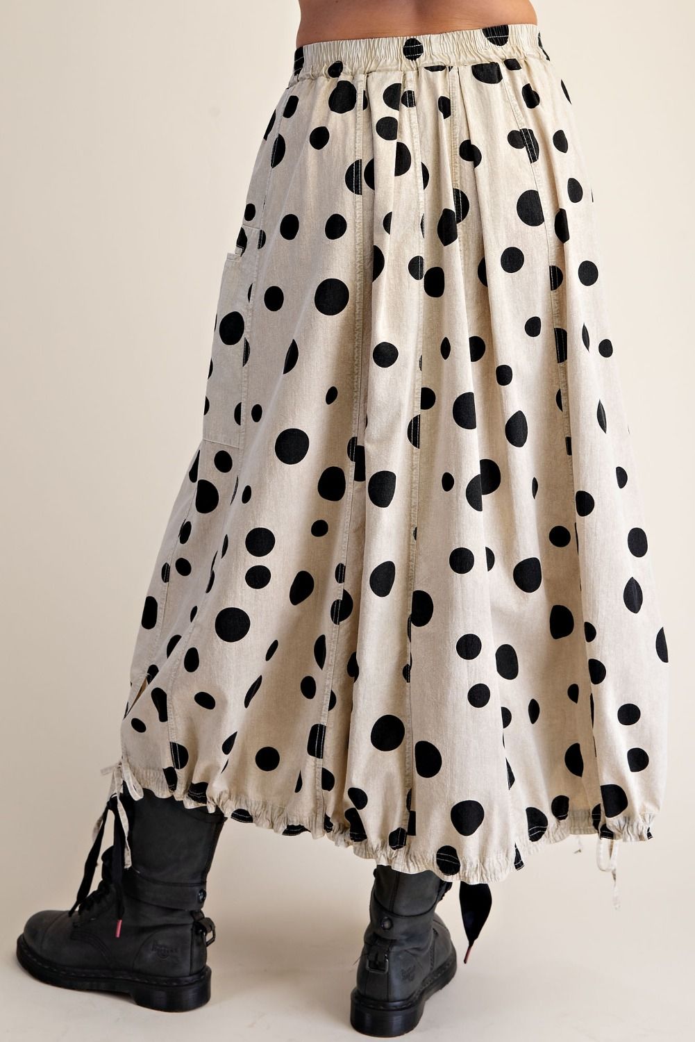 Mineral Washed Polka Dot Bubble Skirt