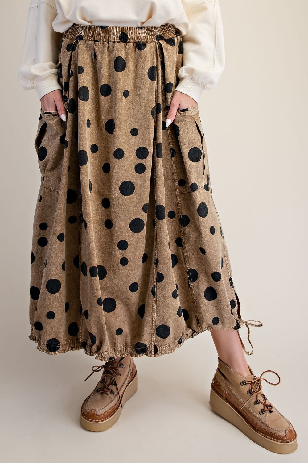 Mineral Washed Polka Dot Bubble Skirt