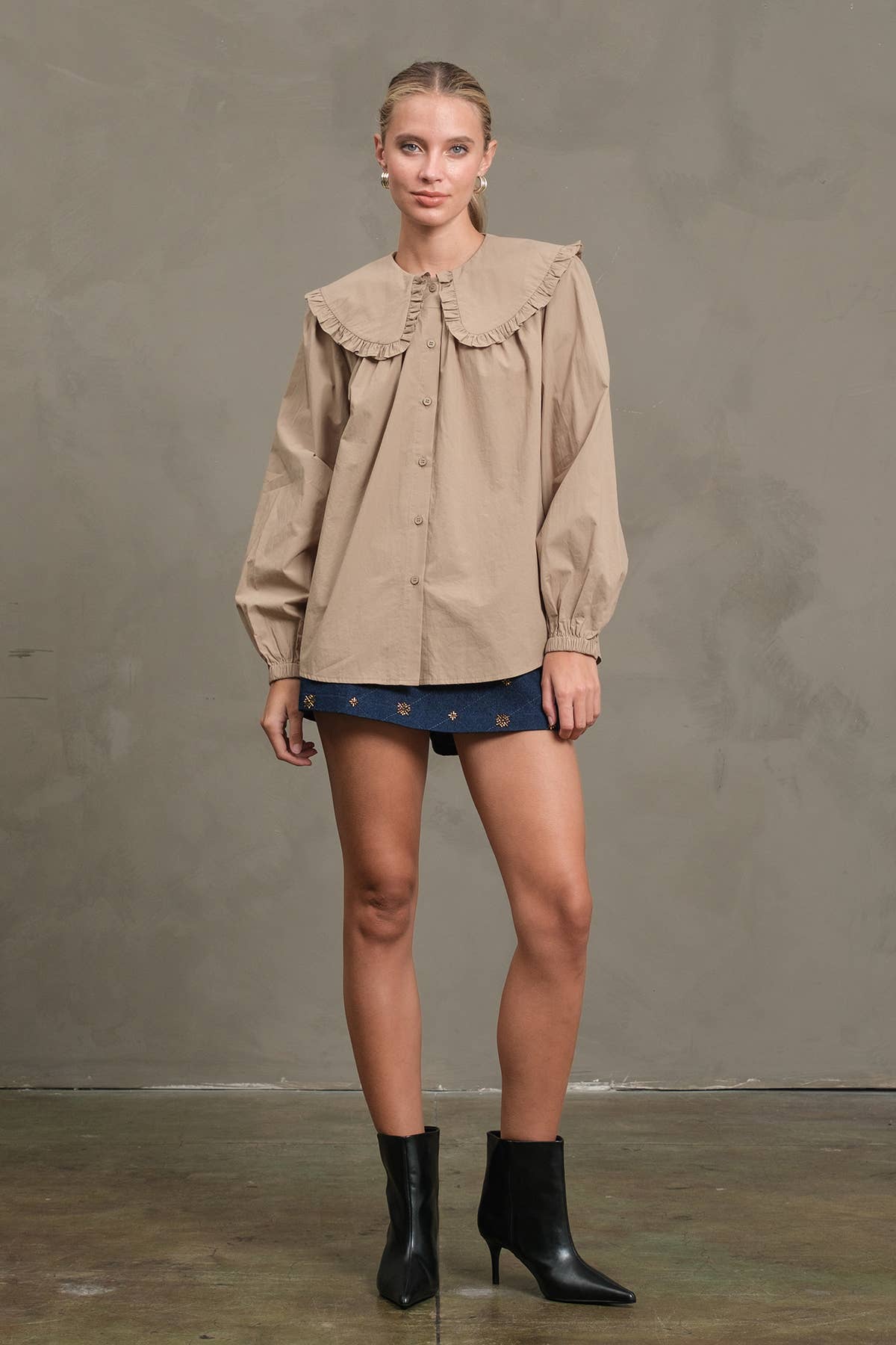 PETER PAN Frill Collar Cotton Blouse