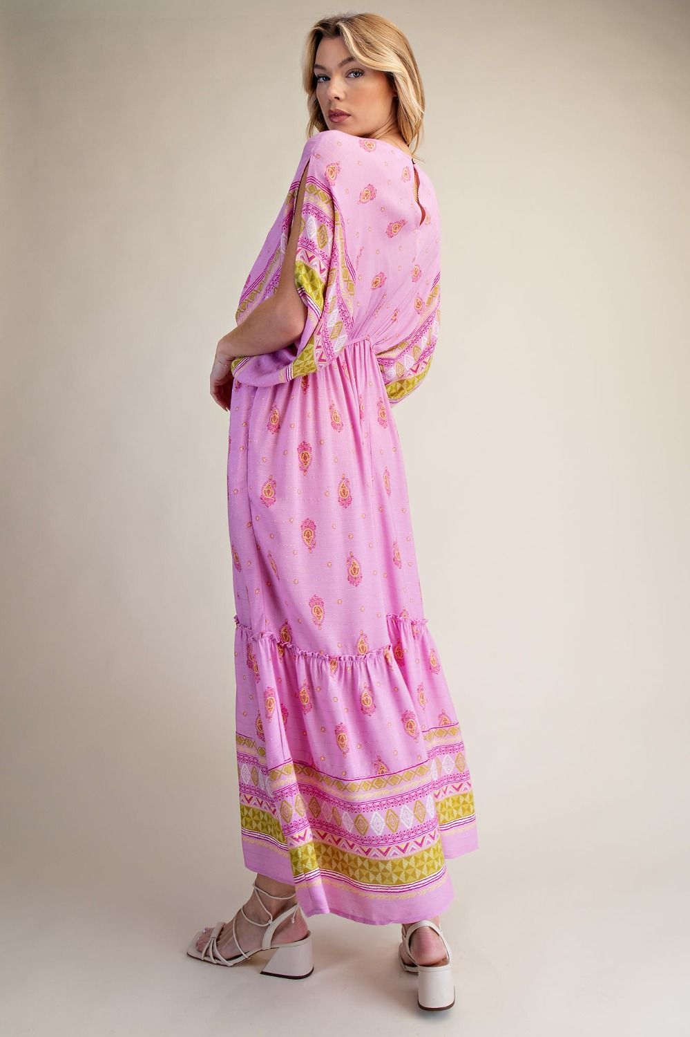 Pink/Gold v-neck dress