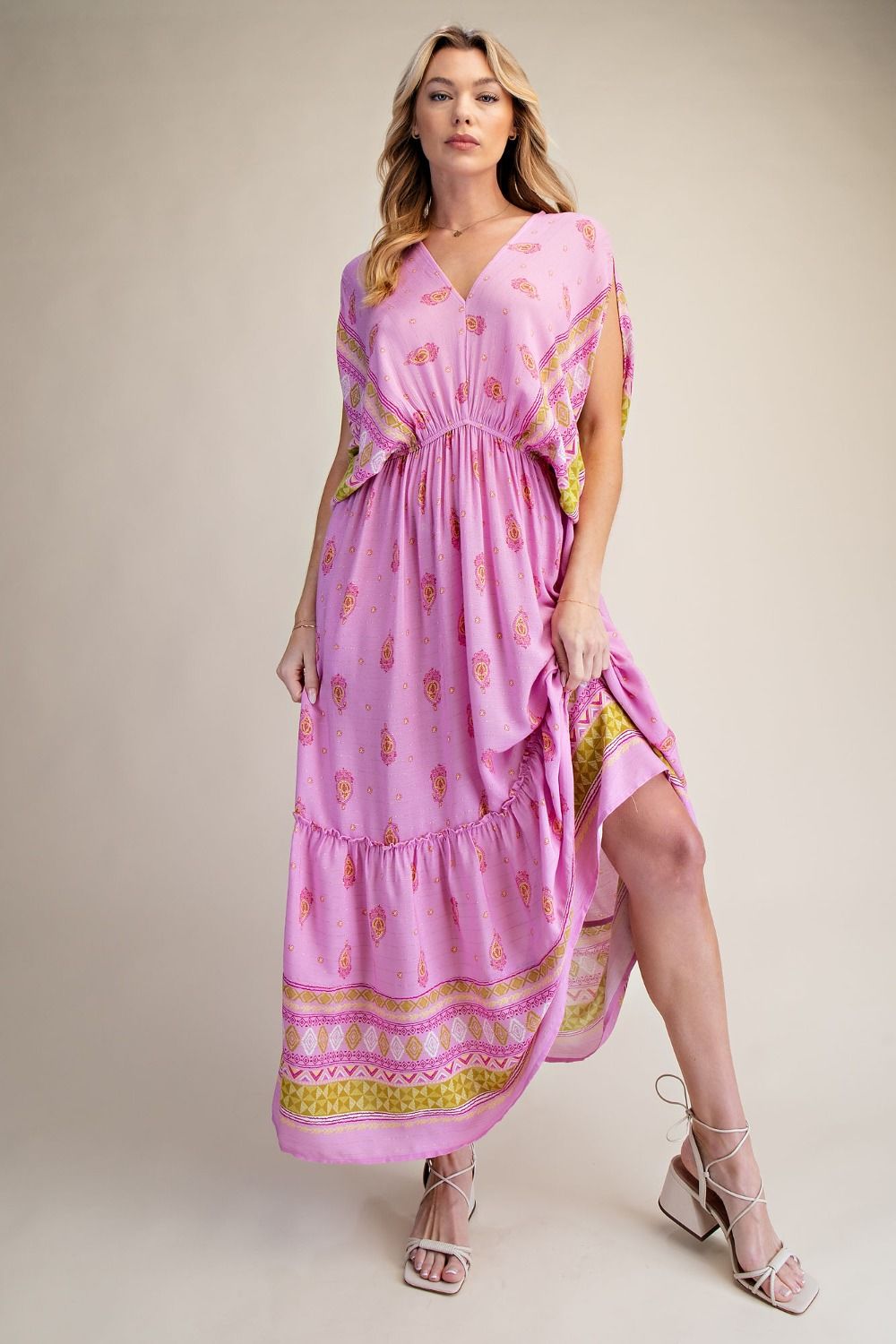 Pink/Gold v-neck dress
