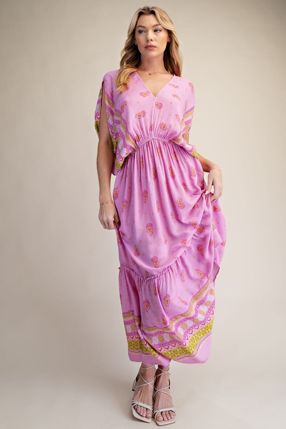 Pink/Gold v-neck dress
