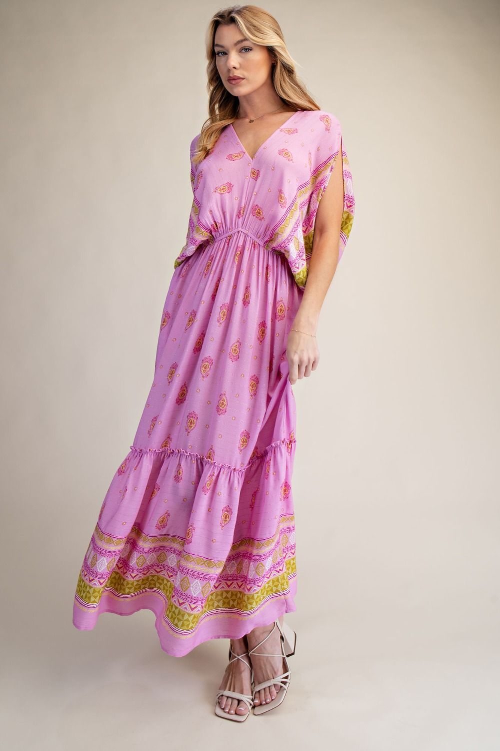Pink/Gold v-neck dress