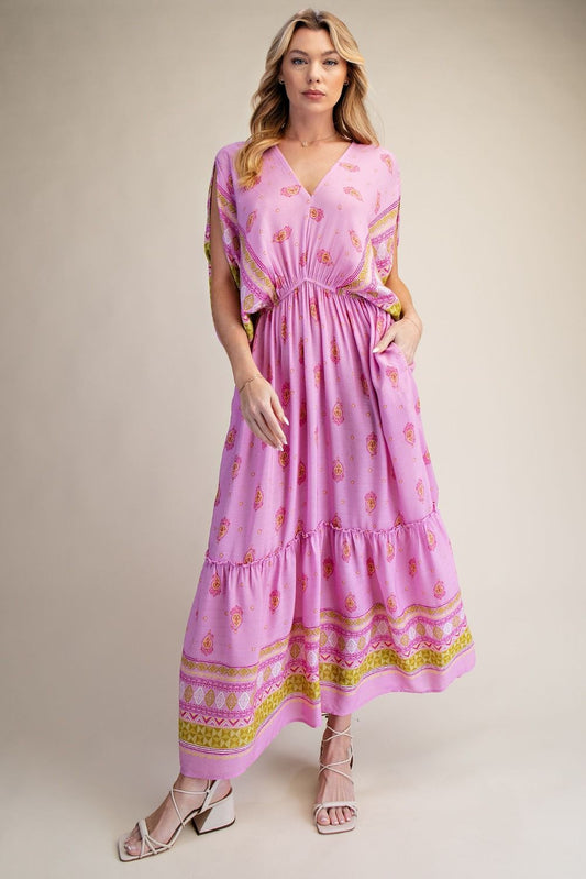 Pink/Gold v-neck dress