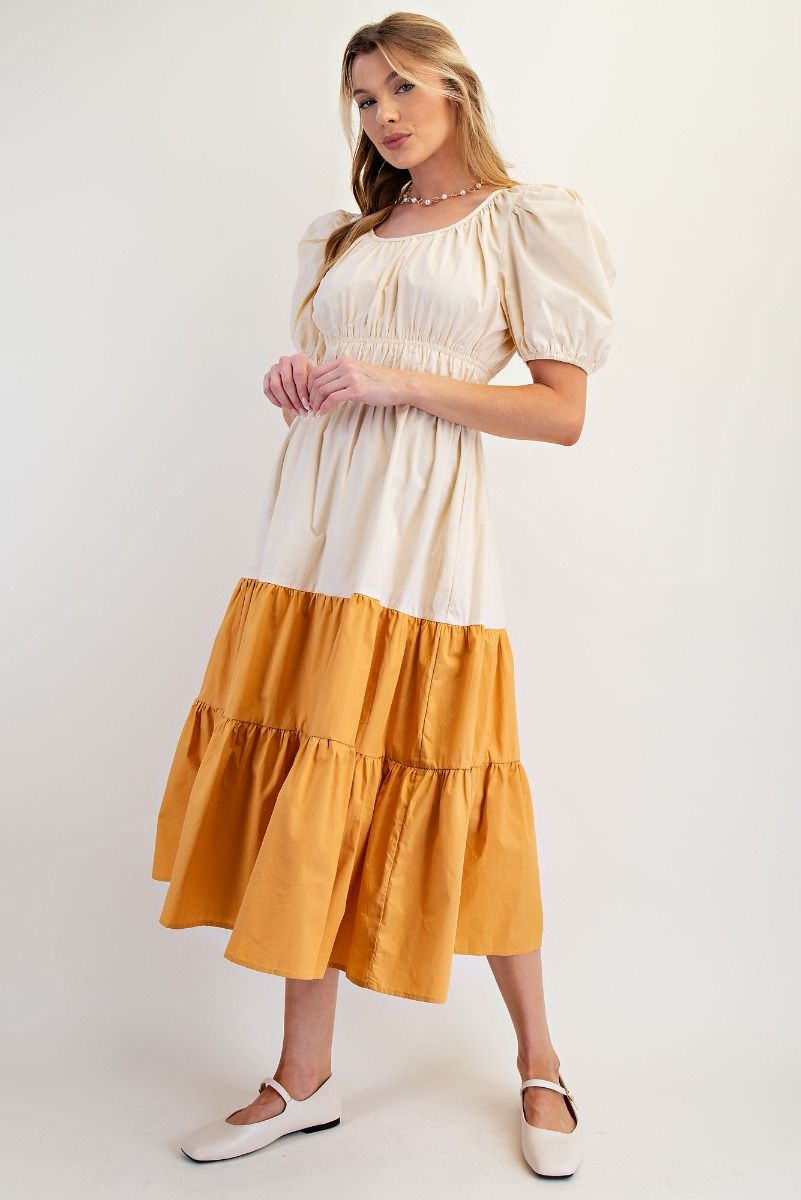 100 cotton 2 tone dress