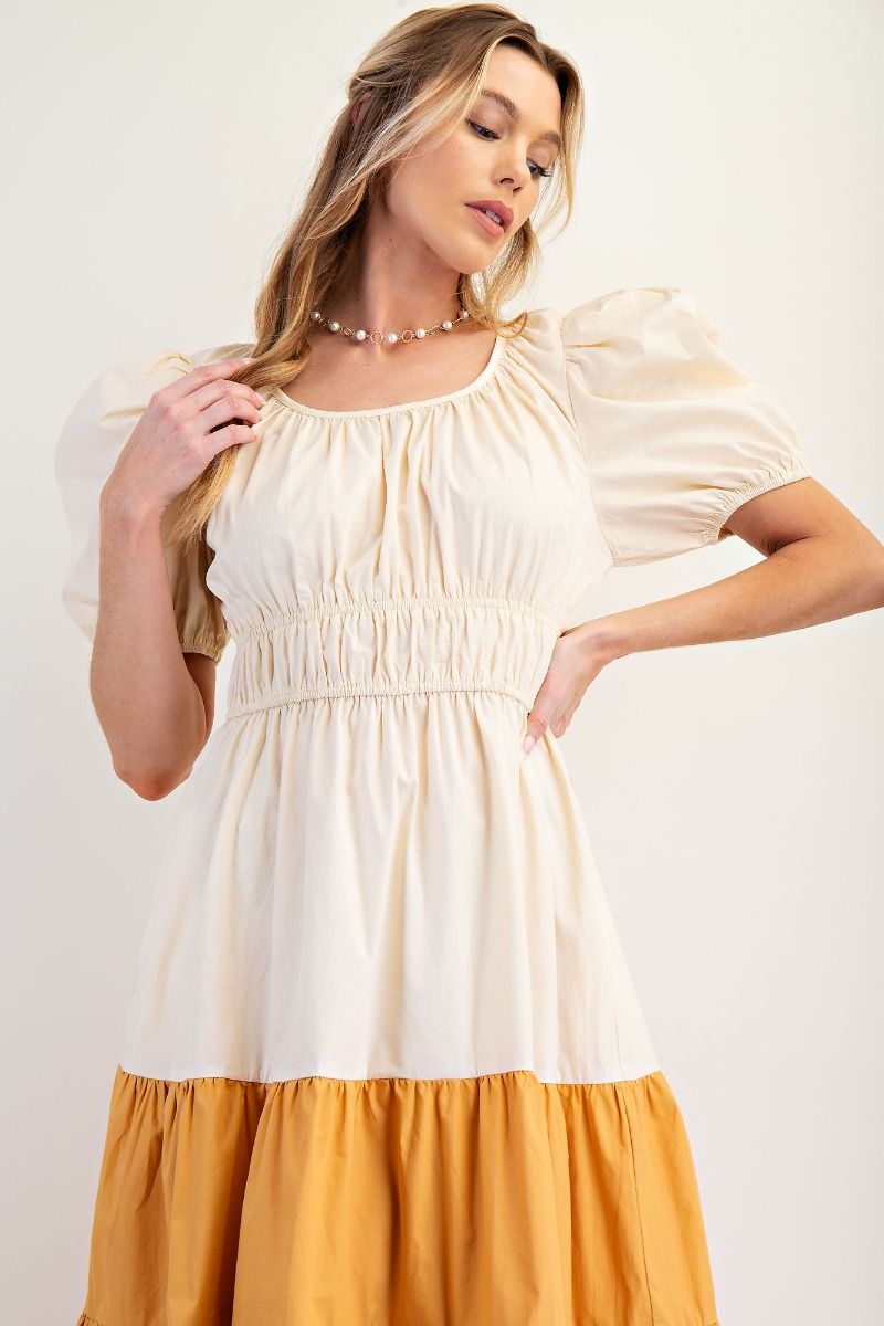 100 cotton 2 tone dress