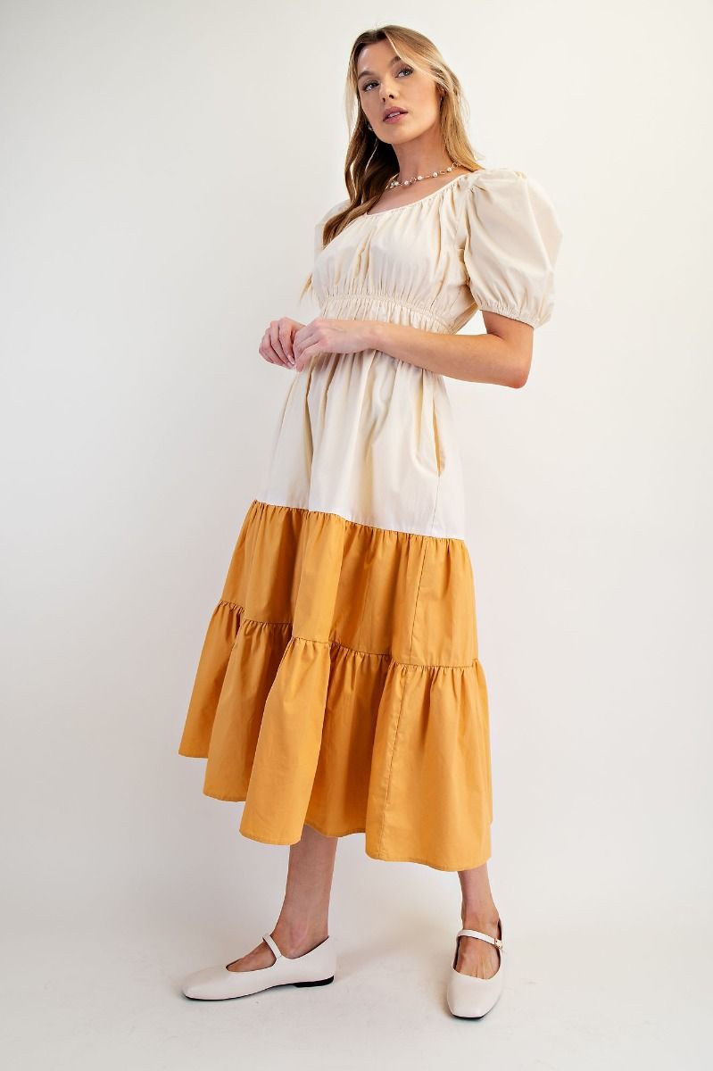 100 cotton 2 tone dress