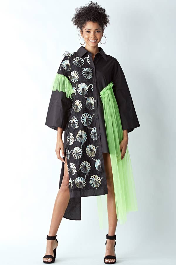 ASYMMETRIC OVERFITTING SHIRT DRESS