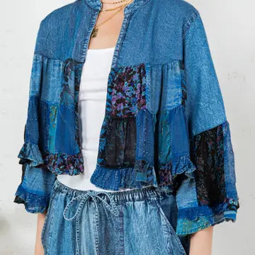 Chic Overdyed Band Collar Jhabla Indigo