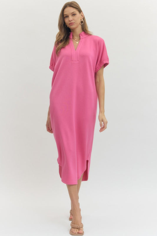 Solid short sleeve midi