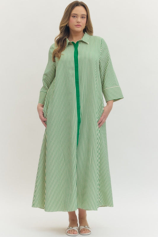 The Curvy Coastline Stripe Maxi Green