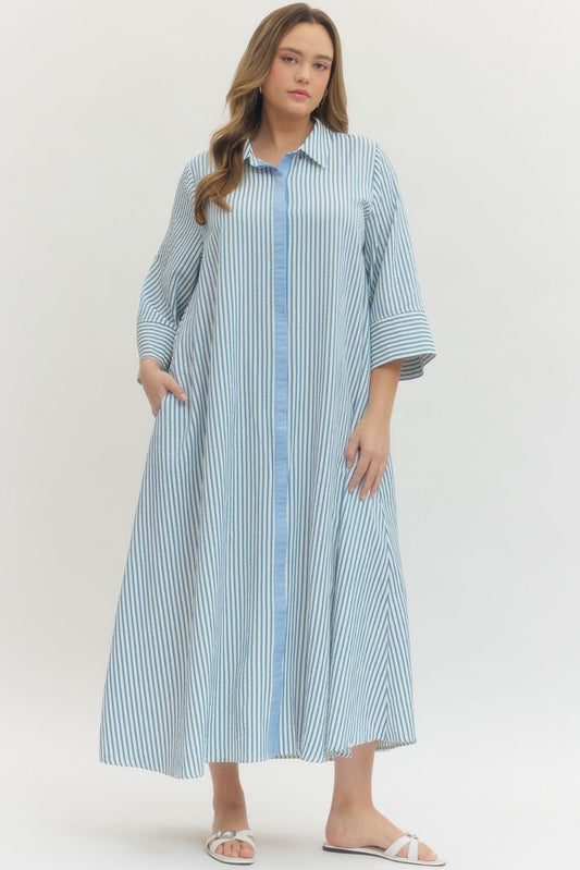 The Curvy Coastline Stripe Maxi Blue