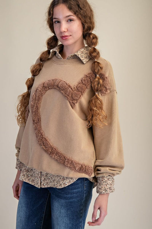 Sweet on You Textured Heart Sweatshirt