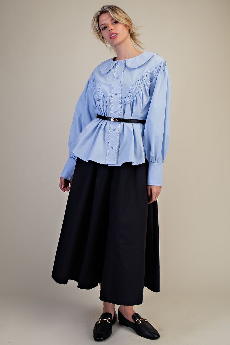 BUTTON DOWN COTTON POPLIN SHIRT BLOUSE
