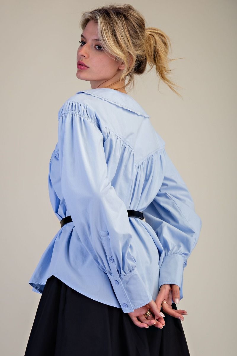 BUTTON DOWN COTTON POPLIN SHIRT BLOUSE