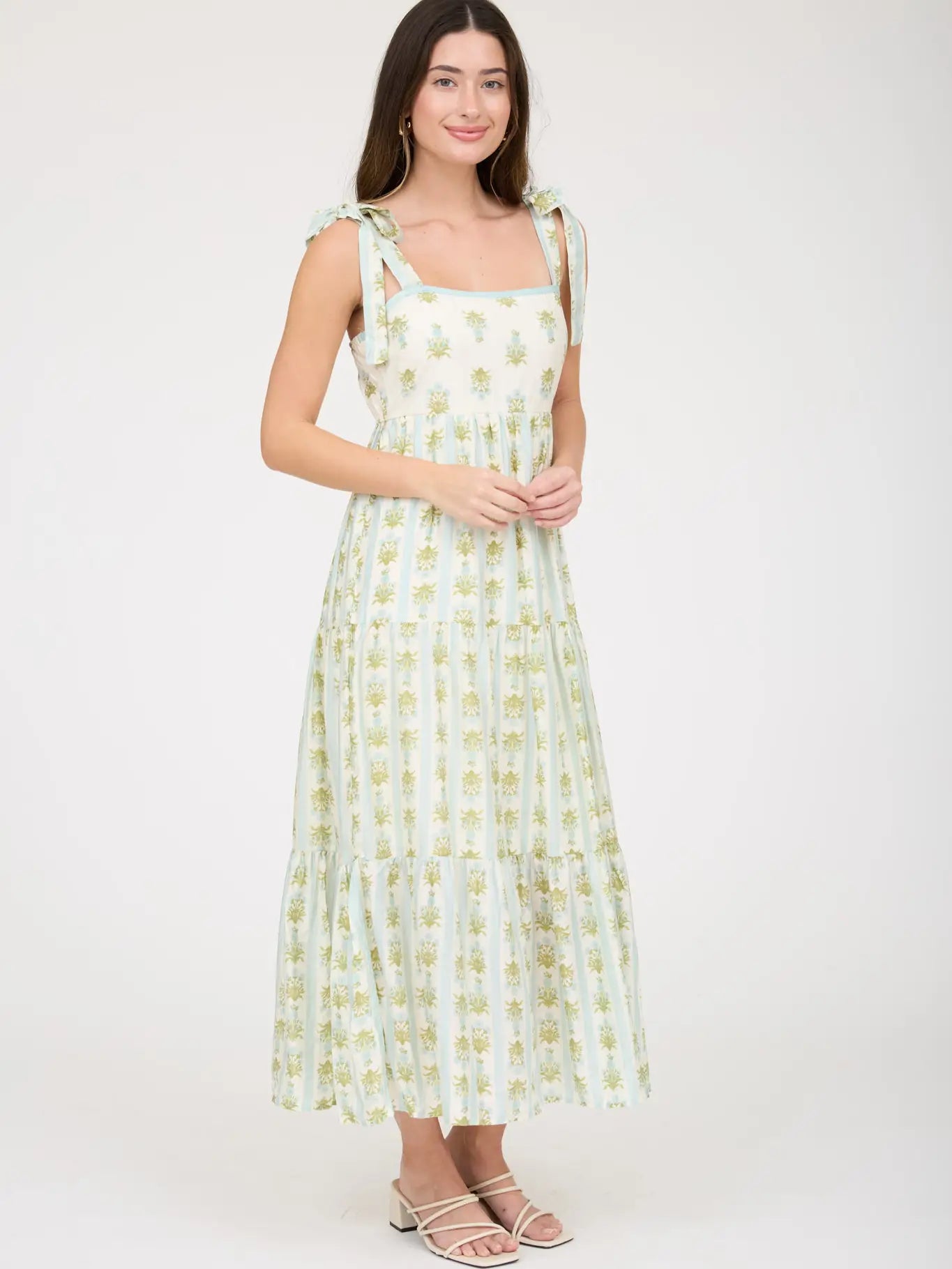 Garden Gingham Tie-Strap Maxi Dress